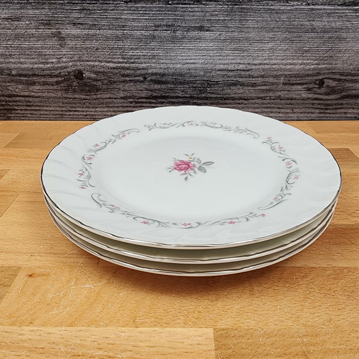 Royal Swirl Bread Plate Set of 3 Pink Rose Flower Fine China Japan Ceramic