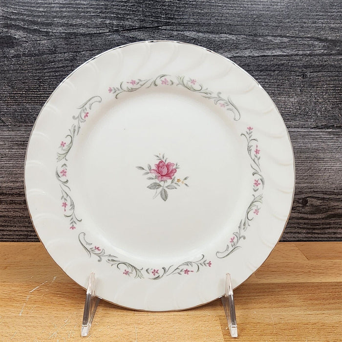 Royal Swirl Bread Plate Set of 4 Pink Rose Flower Fine China Japan Ceramic