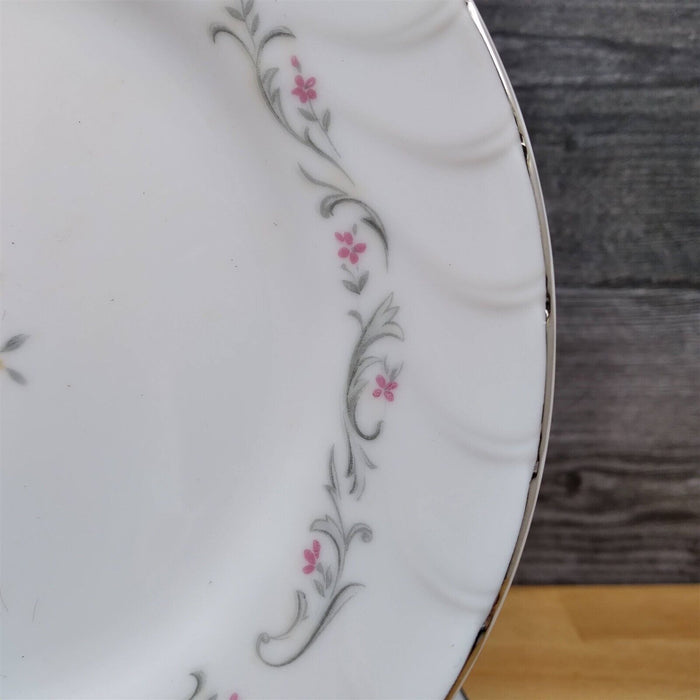 Royal Swirl Bread Plate Set of 4 Pink Rose Flower Fine China Japan Ceramic