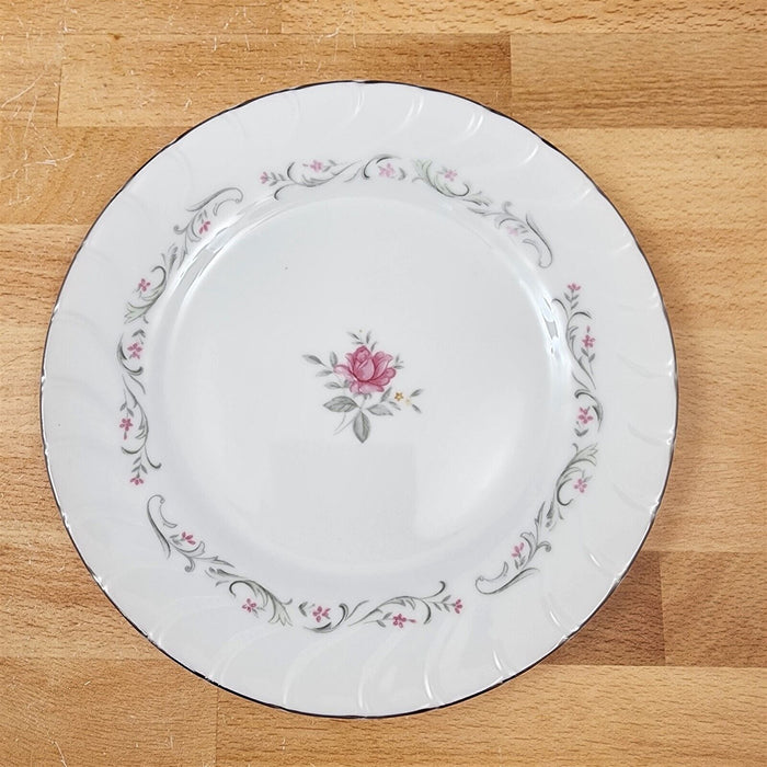 Royal Swirl Salad Plate Set of 3 Pink Rose Flower Fine China Japan Ceramic