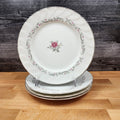 Royal Swirl Salad Plate Set of 4 Pink Rose Flower Fine China Japan Ceramic