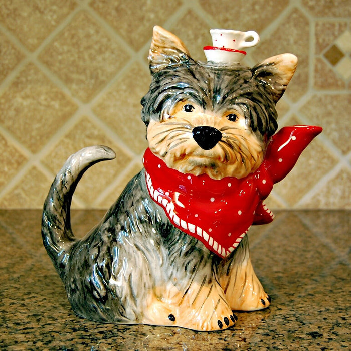 Ruby Red Dog Teapot Animal Ceramics Décor by Blue Sky Clayworks Heather Goldminc