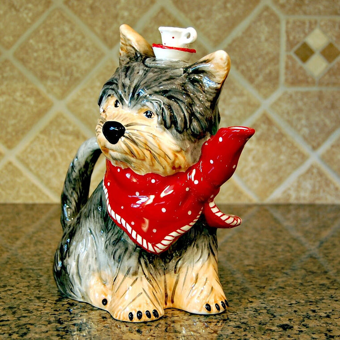 Ruby Red Dog Teapot Animal Ceramics Décor by Blue Sky Clayworks Heather Goldminc