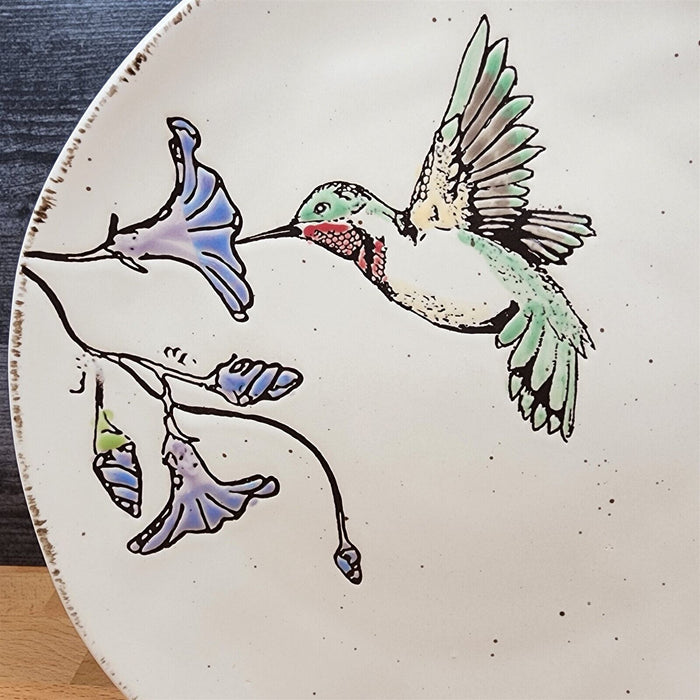 Ruby Throated Hummingbird Dinner and Salad Plate Set of 3 Embossed by Blue Sky