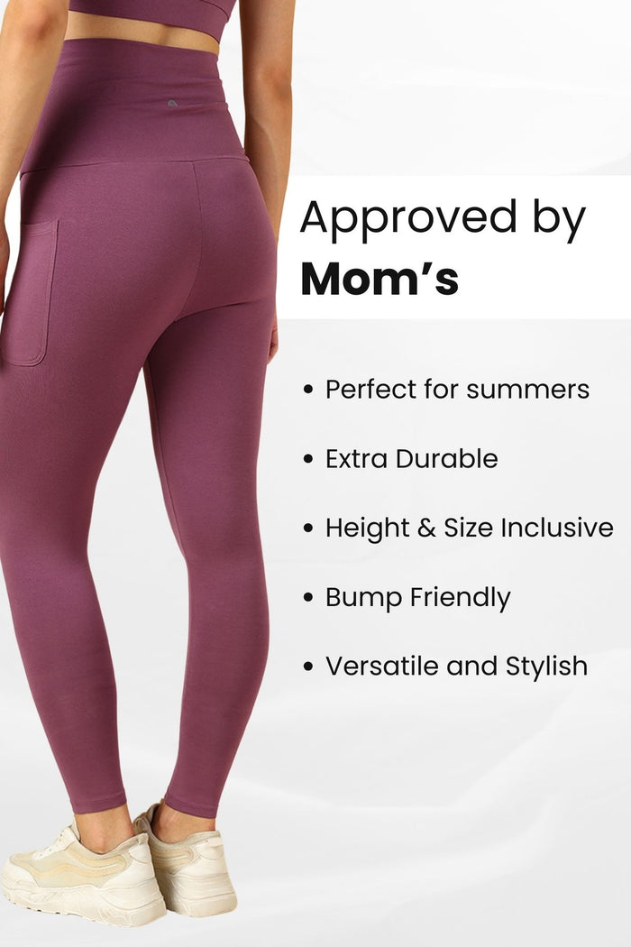 Pregnancy Ruched Cotton Rosewood Maternity Legging (Pregnancy & Postpartum)