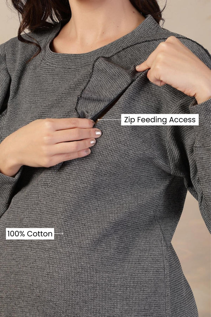 Ruffled Grey Maternity Nursing Co-Ord Set