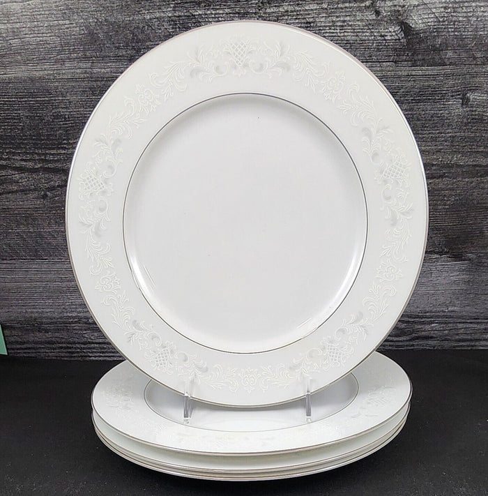Sango Florence Dinner Plate 10 5/8" Set of 4 Gray Scrolls Japan 3646 Dishware