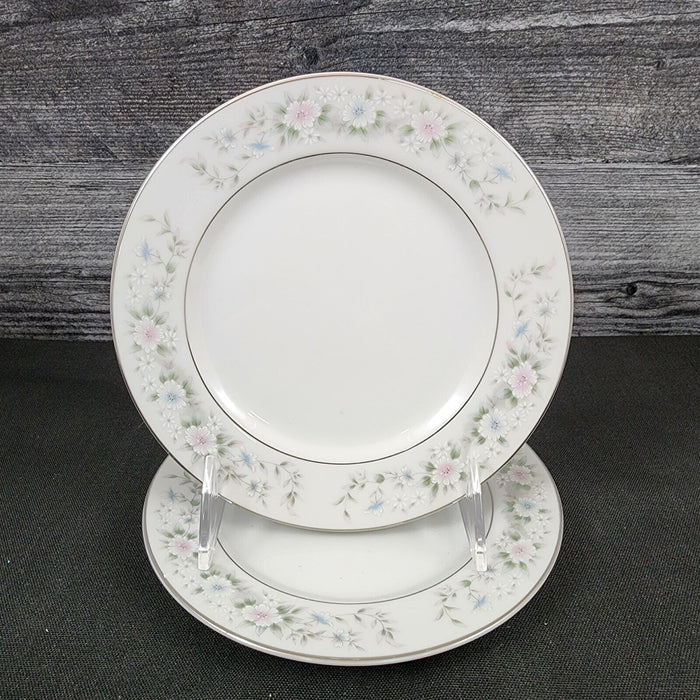 Sango Flower Garden Bread & Butter Plate 2 Set 6.5" Oxford Pink Blue Ceramic 535