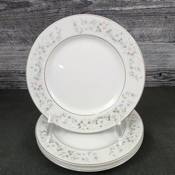 Sango Flower Garden Bread & Butter Plate 3 Set 6.5" Oxford Pink Blue Ceramic 535