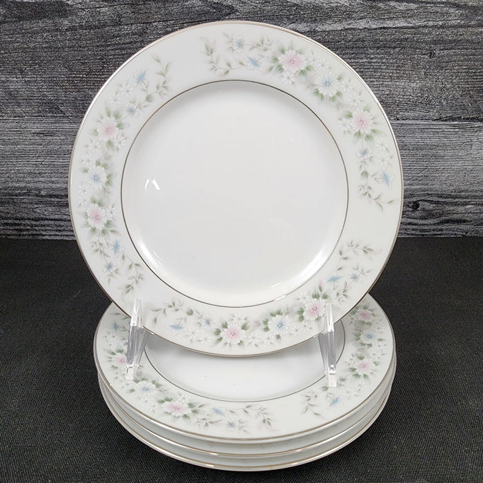 Sango Flower Garden Bread & Butter Plate 4 Set 6.5" Oxford Pink Blue Ceramic 535