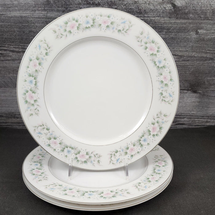 Sango Flower Garden Dinner Plate 10 5/8" Set of 3 Oxford Pink Blue Ceramic 535
