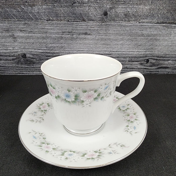 Sango Flower Garden Saucer & Tea Cup 2 Set Coffee Mug Oxford Pink Blue Ceramic