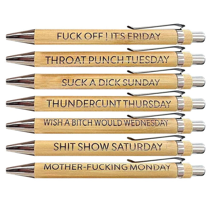 Sarcastic Weekly Mood Pens (Set Of 7)