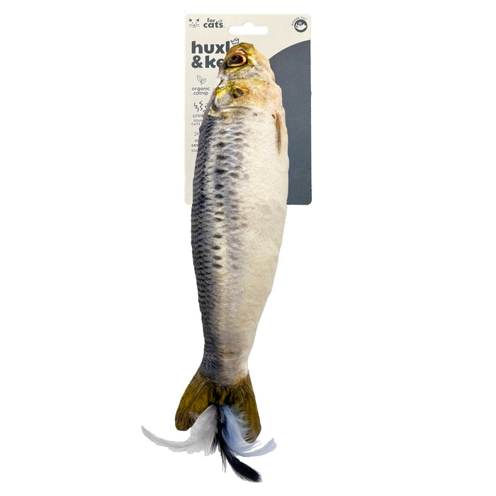 Packaged Sardine Kicker Cat Toy.