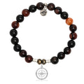 Sardonyx Stone Bracelet with Compass Rose Sterling Silver Charm