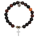 Sardonyx Stone Bracelet with Cross Sterling Silver Charm