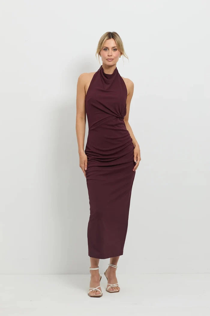 Scorched Midi in Cherry - SODA Fashion Haus