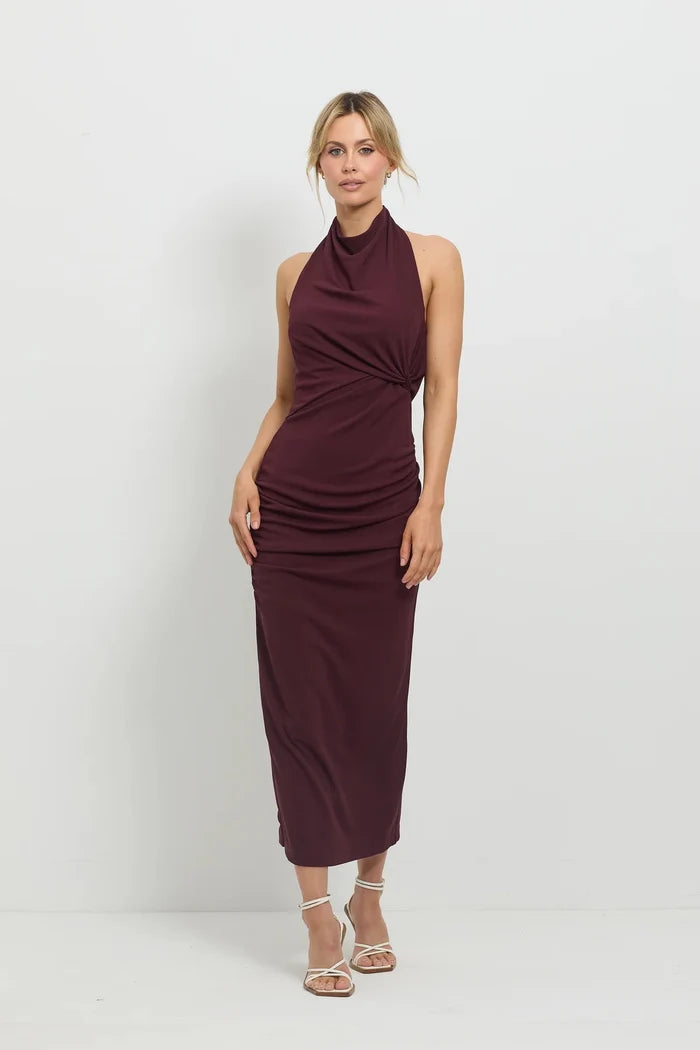 Scorched Midi in Cherry - SODA Fashion Haus