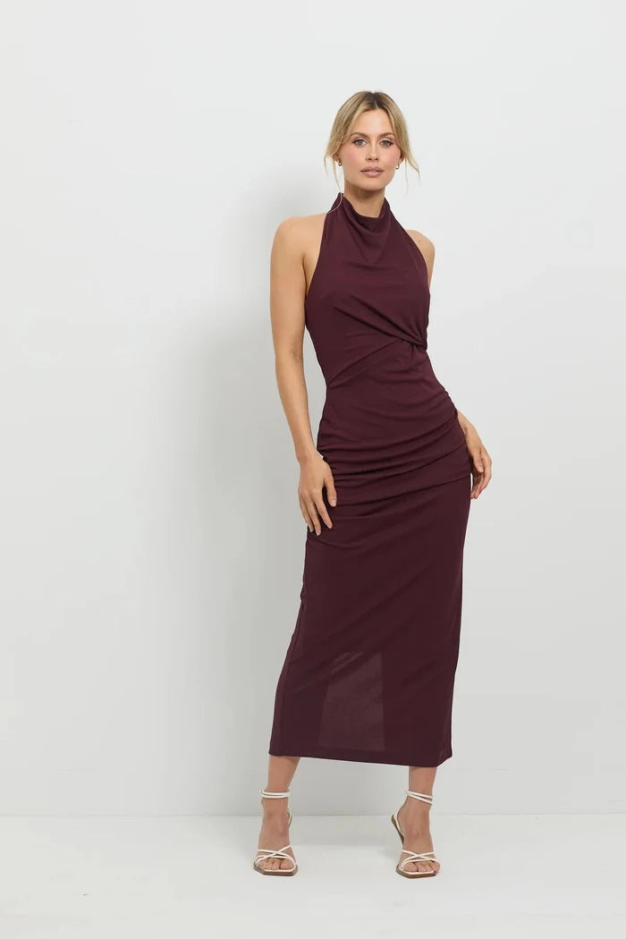 Scorched Midi in Cherry - SODA Fashion Haus