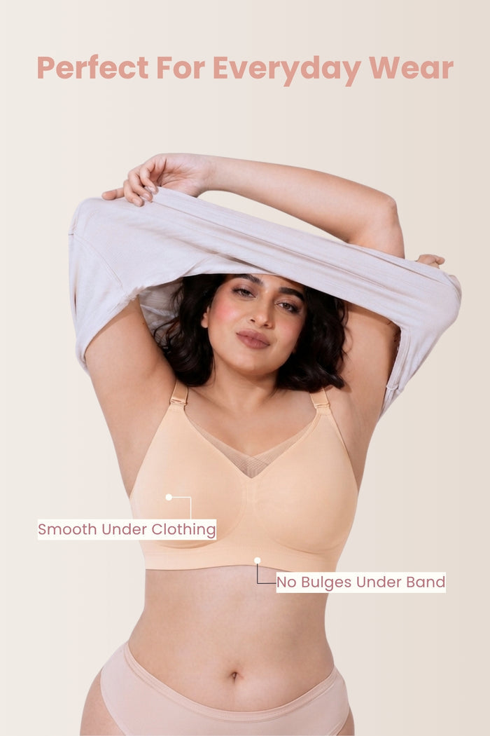 Sculpt & Lift Powermesh Nursing Bra - Champagne