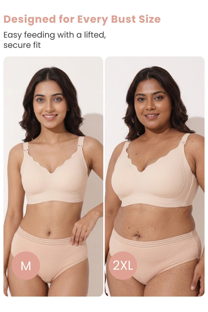 Sculpt & Lift Scallop Nursing Bra - Champagne