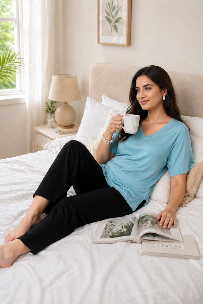 Sea Green Solid Nursing Top with Side Zip Access