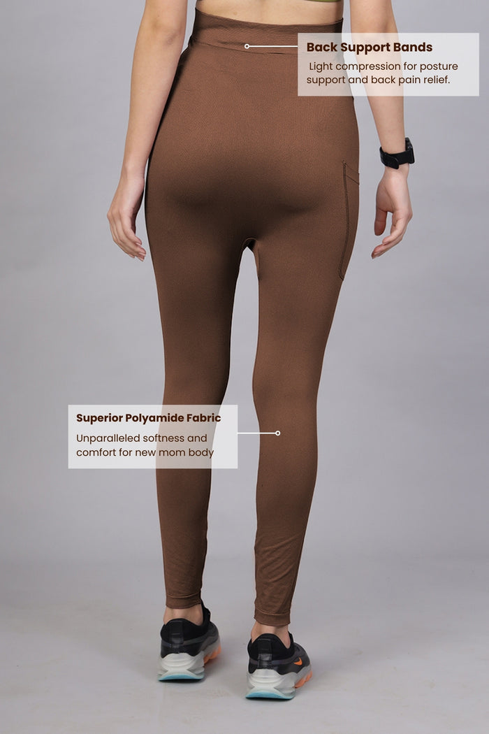 Brown Legging Smooth Texture; offers a sleek look to the seamless maternity legging.