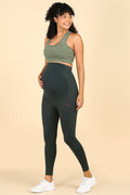 Green Leggings; leggings provide full leg and bump coverage for all-day comfort.