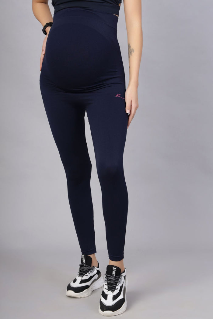 Navy Blue Leggings; leggings provide movement stretch for exercise and activities.