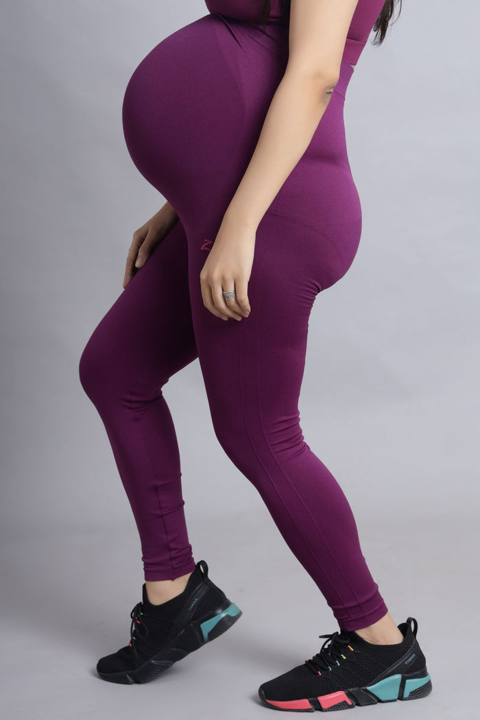 Wine Leggings; leggings support abdomen during postpartum recovery.