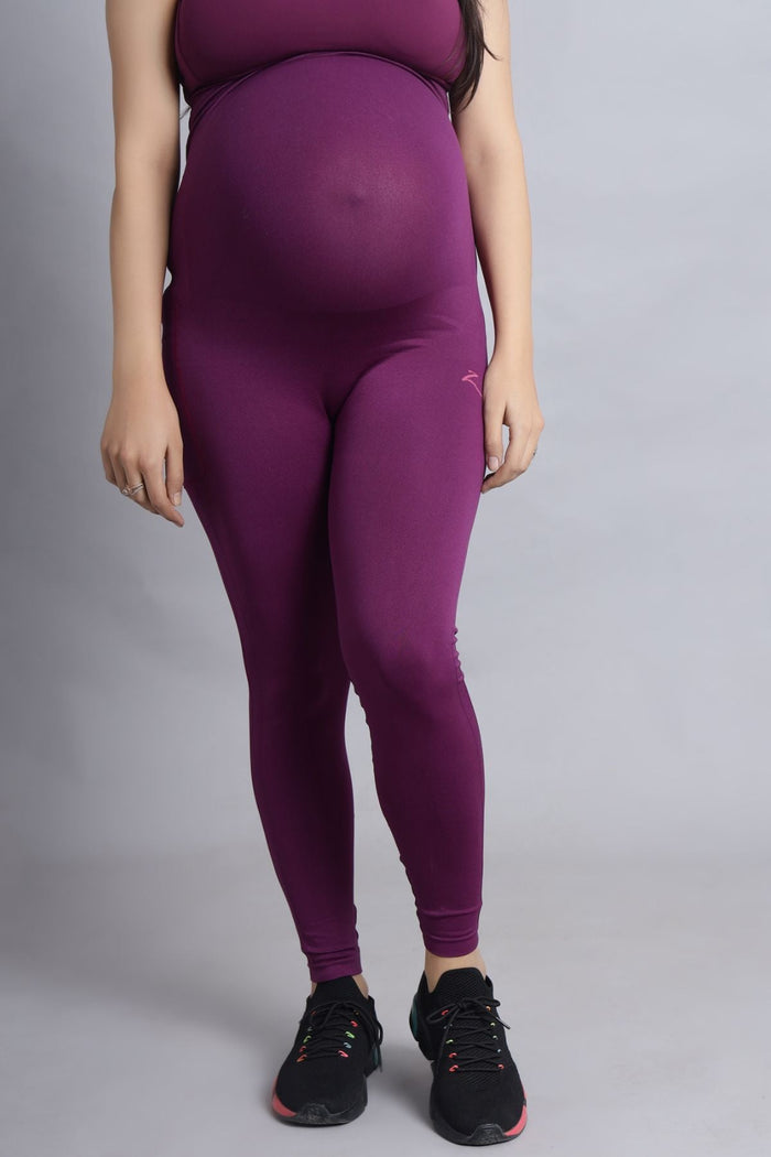 Wine Leggings; fabric density ensures full opacity during movement.