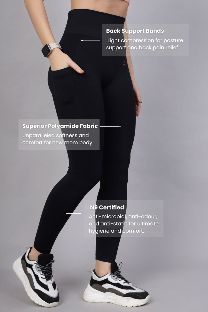 Black Seamless Leggings waist; high waist offers smooth coverage without seams.