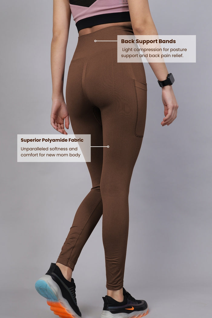 Brown Legging ankle cuff; cuff provides secure fit around the ankle.