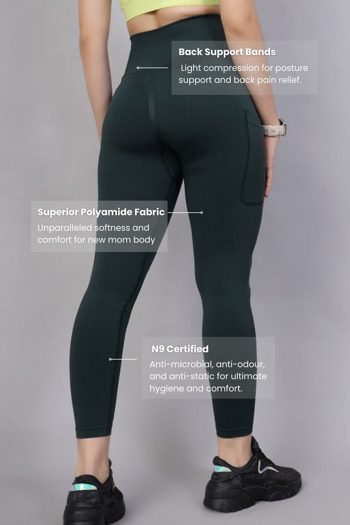 Green Seamless Leggings waist; high waist offers smooth coverage without seams.