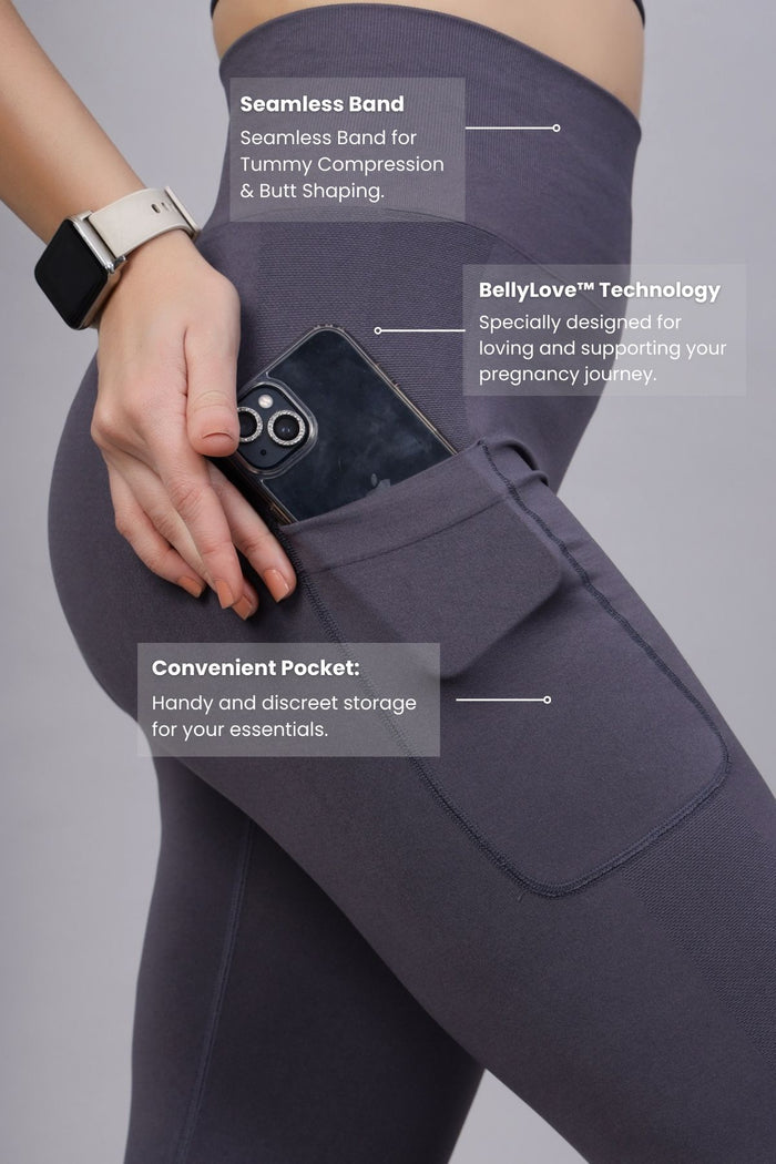 Grey Seamless Leggings waist; high waist offers smooth coverage without seams.