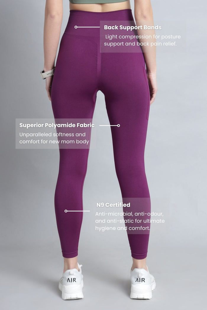 Wine Seamless Leggings waist; high waist offers smooth coverage without seams.