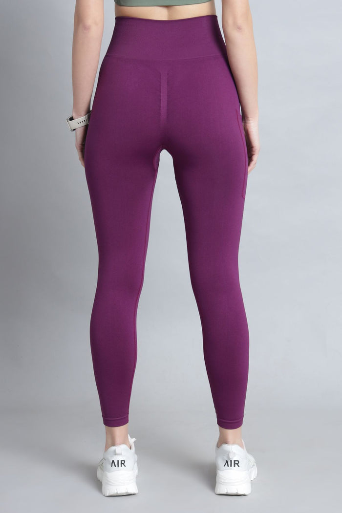Wine Postpartum Leggings; garment provides light compression for postpartum recovery.