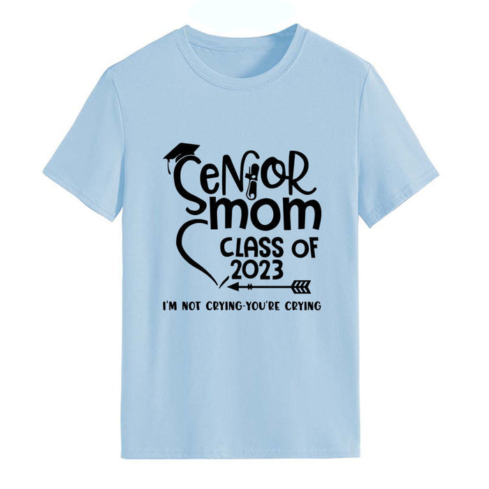 Senior Mom Class Letter Fashion Ladies Crewneck Short Sleeve T-Shirt