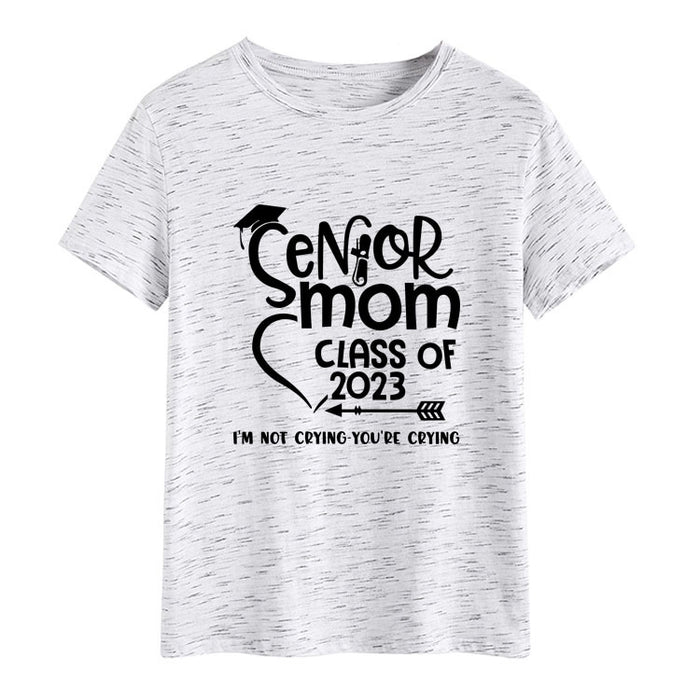 Senior Mom Class Letter Fashion Ladies Crewneck Short Sleeve T-Shirt