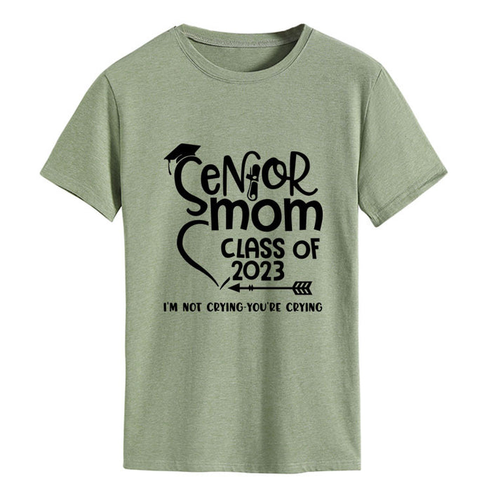 Senior Mom Class Letter Fashion Ladies Crewneck Short Sleeve T-Shirt