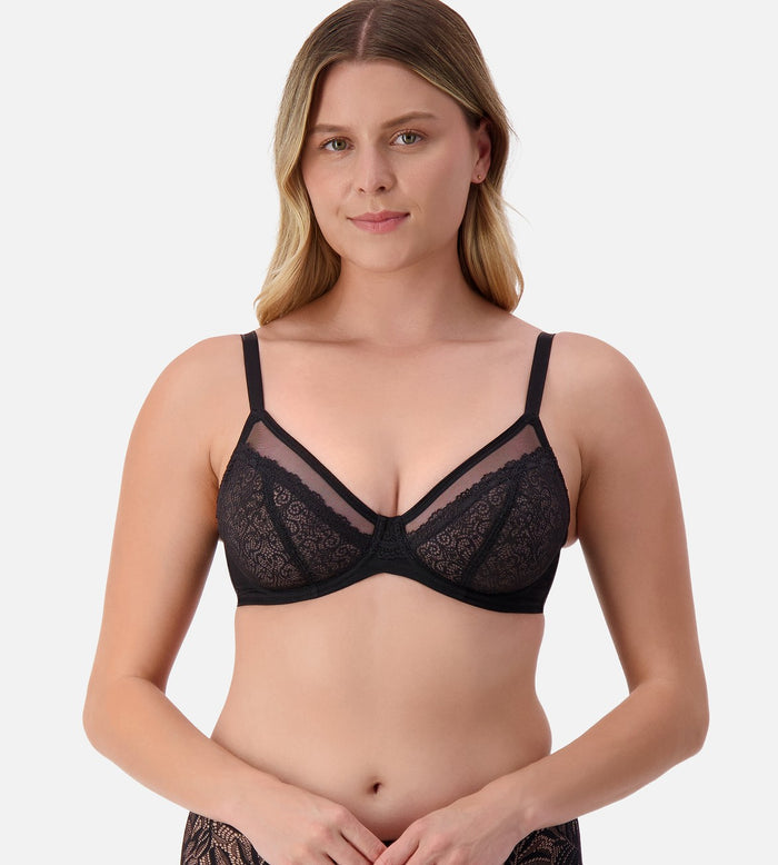 BLACK TRIUMPH SHEER MINIMISER BRA