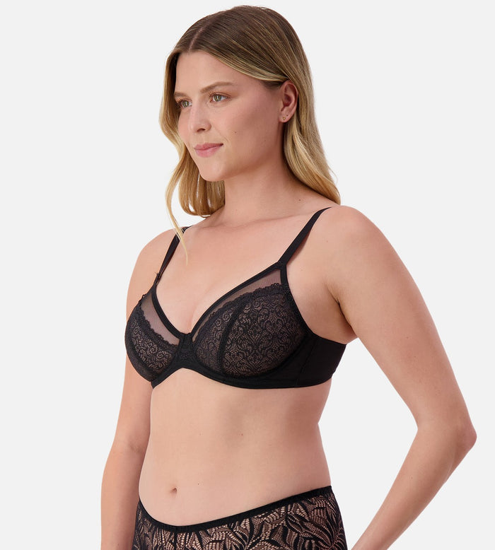 BLACK TRIUMPH Plus Size SHEER MINIMISER BRA