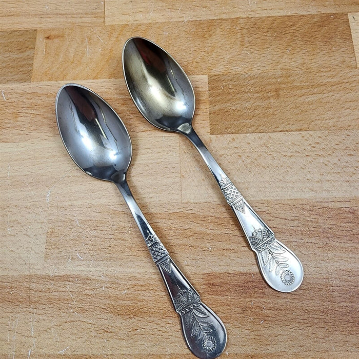 Shefield Plate Sunflower Design Set of 2 Spoon Silverplated Flatware 6 in (15cm)