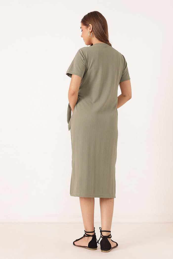 Signature Jacquard Rib Zipless Feeding Dress - Matcha