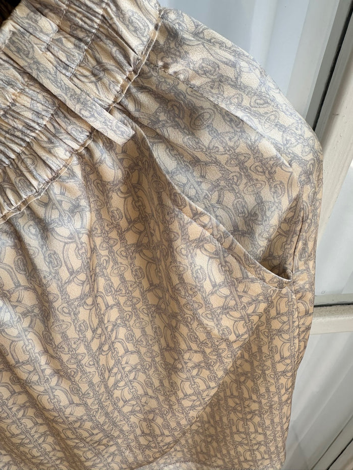 Silk Edit Chain Print Lounge Shorts waistband and chain print close-up.