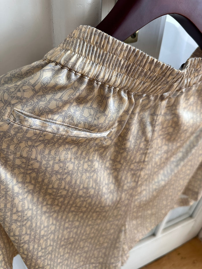 Silk Edit Chain Print Lounge Shorts elasticated waistband detail, back view.