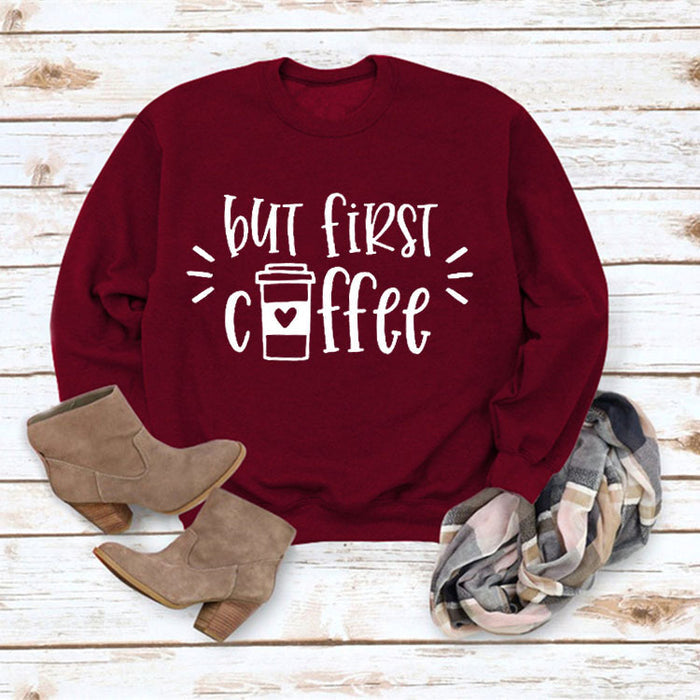 Red wine sweater (white font) / S