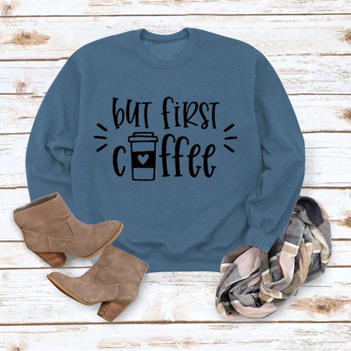 Blue sweater (black font) / S