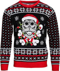 Skull Santa Claus Bones Lights/Snowflakes Ugly Christmas Sweater - TVStoreOnline