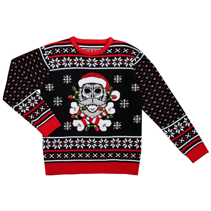 Skull Santa Claus Bones Lights/Snowflakes Ugly Christmas Sweater - TVStoreOnline